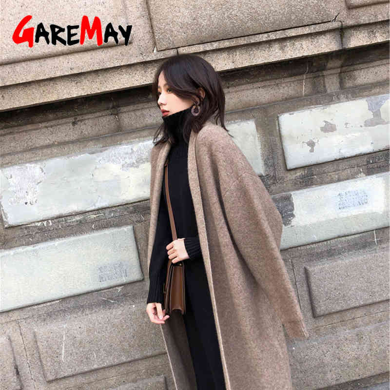 Women Long Cardigans Sweaters Knitting Female Streetwear Sleeve Oversize Ladies Loose Knitted Cardigan Coat for 210428