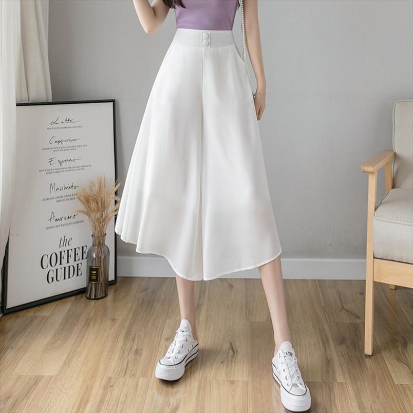 Summer White Chiffon Wide Leg Womens Capris Elastic High Waist Drooping Thin Loose 2 Layer Calf Length Skirt, Black;white
Summer White Chiffon Wide Leg Womens Capris Elastic High Waist Drooping Thin Loose 2 Layer Calf Length Skirt, Black;white