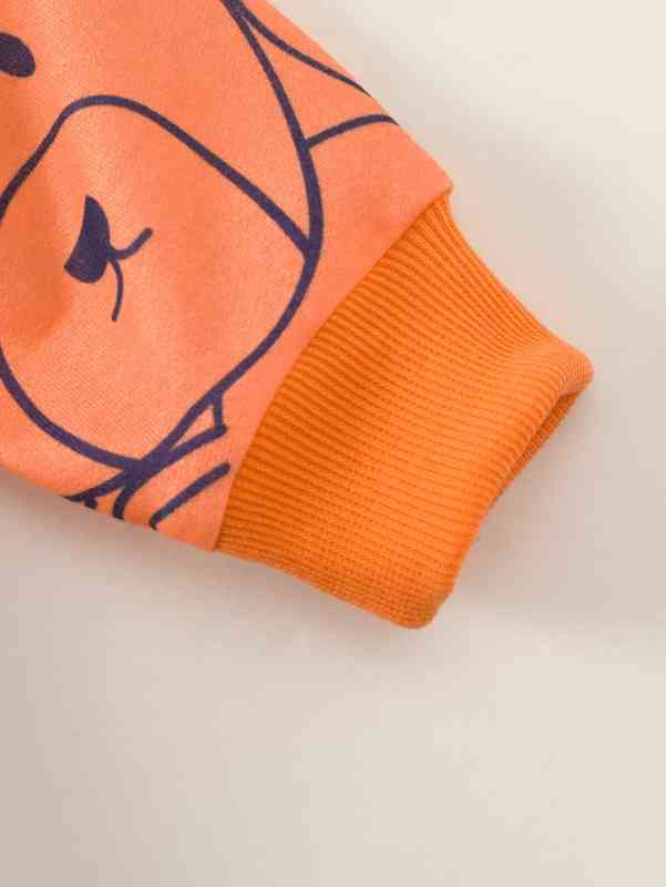 Baby Cartoon Graphic Contrast Trim Pullover SHE