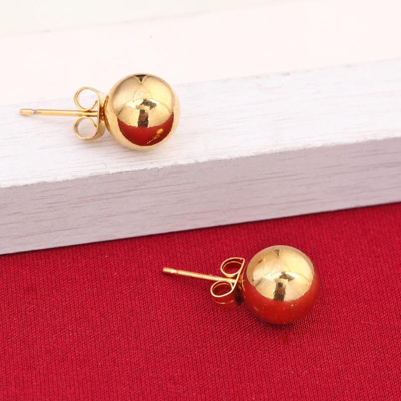Stud Charm 4mm 6mm 8mm 10mm Ball Earring Yellow Gold Color Shape Classic Design Earrings For Women