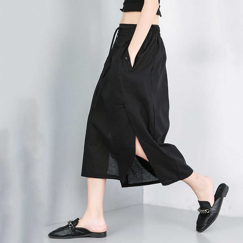Korea Spring Summer High Elastic Waist Black Bandage Vent Pocket Split Joint Half-body Skirt Women Fashion JW562 210603
Korea Spring Summer High Elastic Waist Black Bandage Vent Pocket Split Joint Half-body Skirt Women Fashion JW562 210603