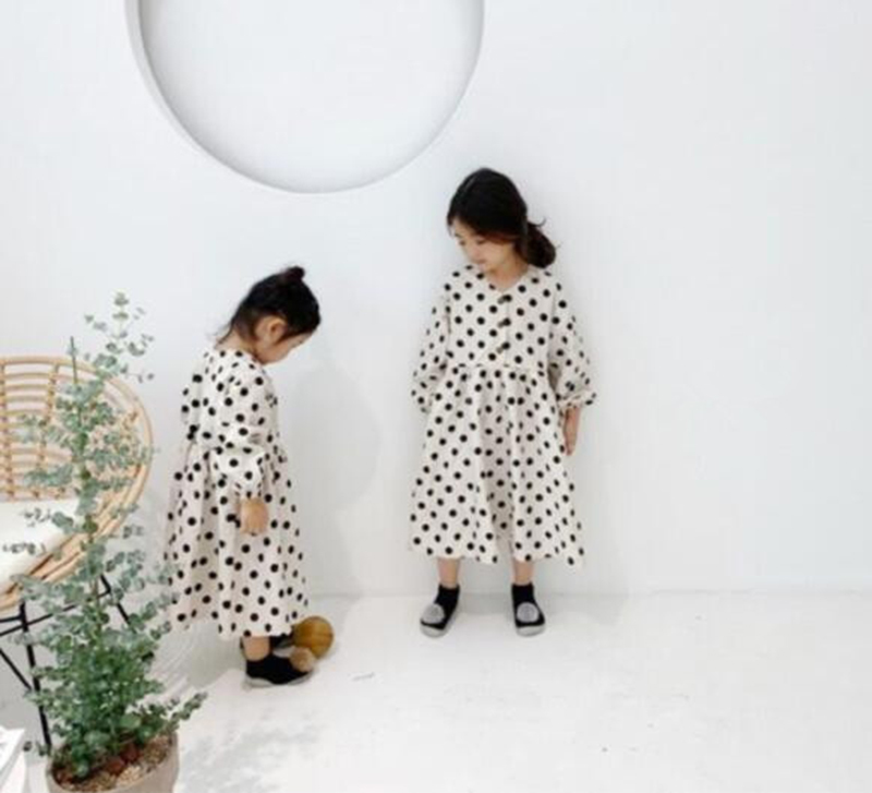 Baby Girls Polka Dot Dress Clothes Spring Party Pure Cotton Princess 210429