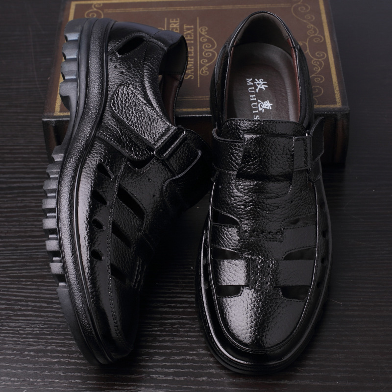 dress shoes summer men casual hollow leather man flats breathable hook & loop male footwear sandals for middle-aged v, Black
dress shoes summer men casual hollow leather man flats breathable hook & loop male footwear sandals for middle-aged v, Black