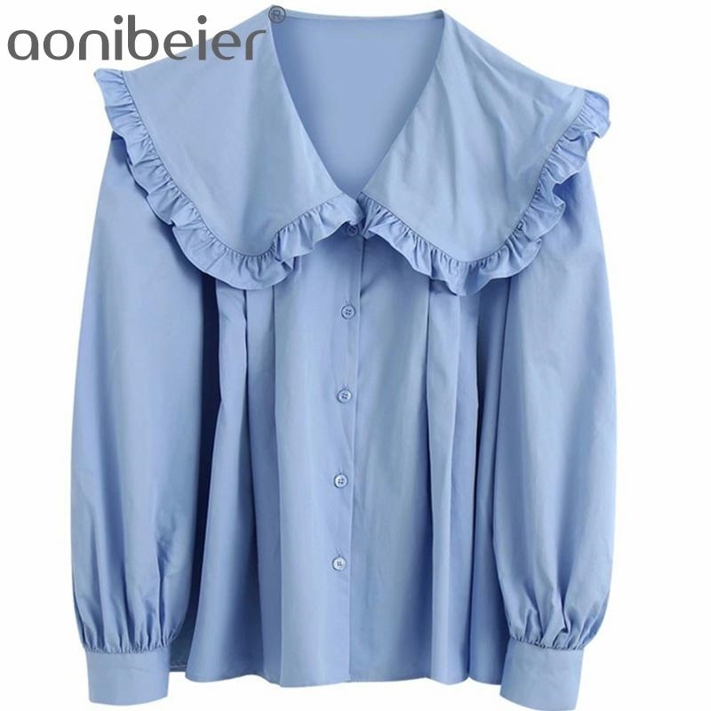 Summer Lettuce Trim Sweet Girls Peter Pan Collar Long Sleeve Casual Shirts Button Loose Blouses Female Tops 210604, Bl
Summer Lettuce Trim Sweet Girls Peter Pan Collar Long Sleeve Casual Shirts Button Loose Blouses Female Tops 210604, Bl