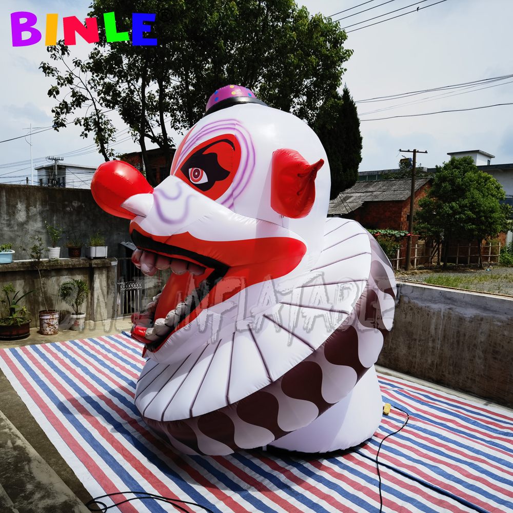 Customized Holiday Decorative Inflatable Evil Clown Head 3 meters high inflatables halloween ghost with LEDs Entrance Decoration