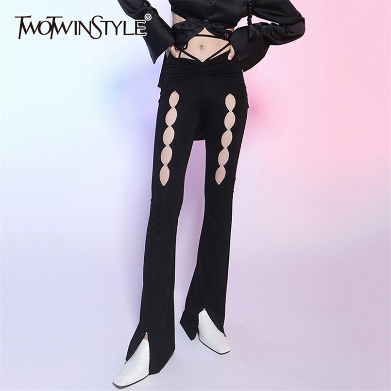 Casual Hollow Out Trousers For Women High Waist Irregular Lace Up Full Length Flare Pants Female Summer Fashion 210521, Black
Casual Hollow Out Trousers For Women High Waist Irregular Lace Up Full Length Flare Pants Female Summer Fashion 210521, Black