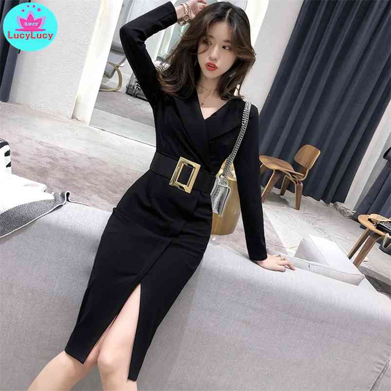 autumn ladies' temperament slim slimming split dress Knee-Length Regular V-Neck 210603, Black
autumn ladies' temperament slim slimming split dress Knee-Length Regular V-Neck 210603, Black