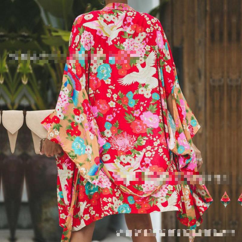 Women Blouse Printed Shirts Long Sleeve Lace Up Print Cardigan Loose Casual Floral Ladies Tops Plus Size 210513