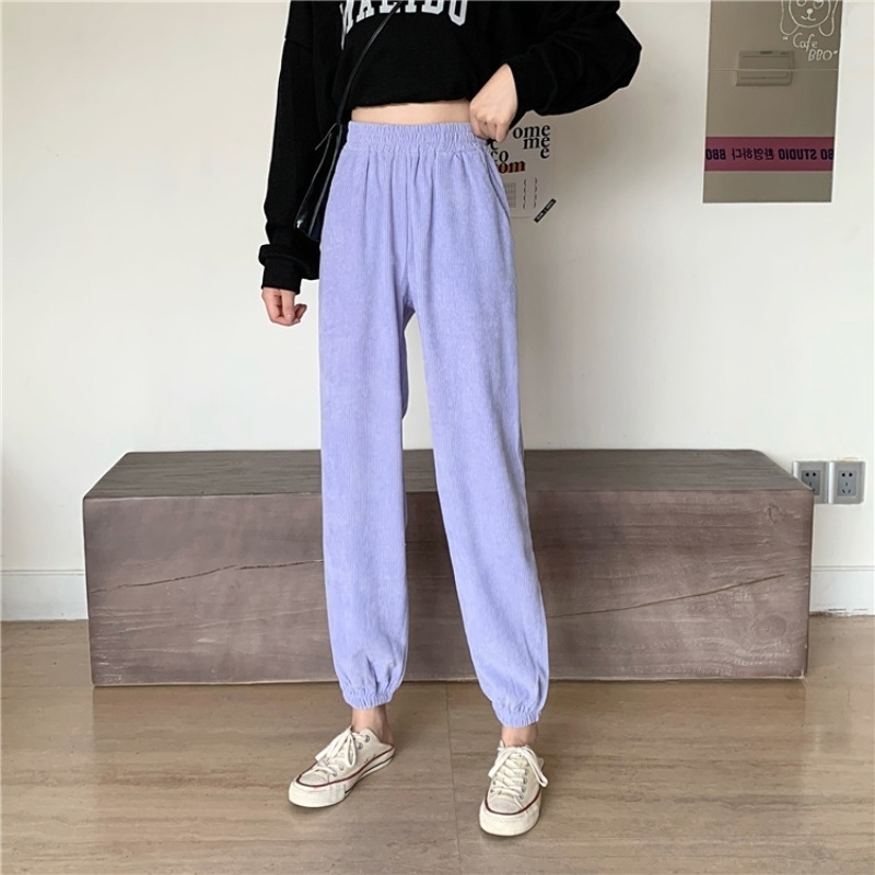 Nomikuma Corduroy Harem Pants Autumn New Stretch High Waist Women Trousers Causal Solid Long Pants Mujer Pantalones 6C633 210427