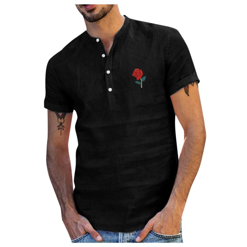 Men' Casual Shirts Rose Printing Men Floral Stand Button Up Blouses Chemises Cotton Linen Shirt Blouse Roupa Masculina, Black
Men' Casual Shirts Rose Printing Men Floral Stand Button Up Blouses Chemises Cotton Linen Shirt Blouse Roupa Masculina, Black