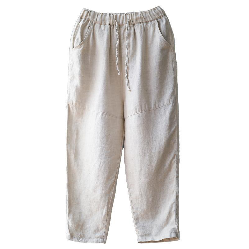 Arrival Spring Summer Women Loose Solid Cotton Linen Anklelength Pants Allmatched Casual Harem Plus Size S987 210512