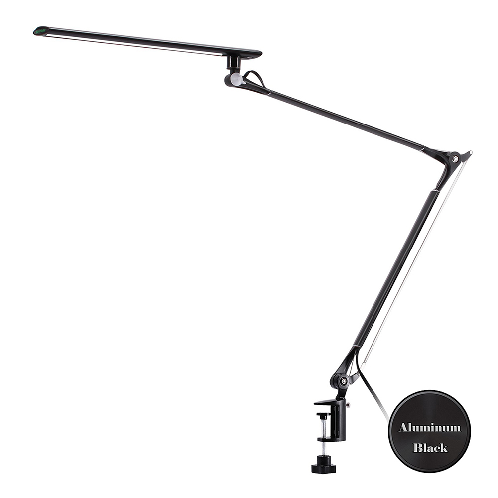 LED Desk Lamp Metal Swing Arm Lamp Eye-Caring Architect Dimmable Office Table Lamps with 3Color Modes Brightness Levels & Adapter Memory Function Blac