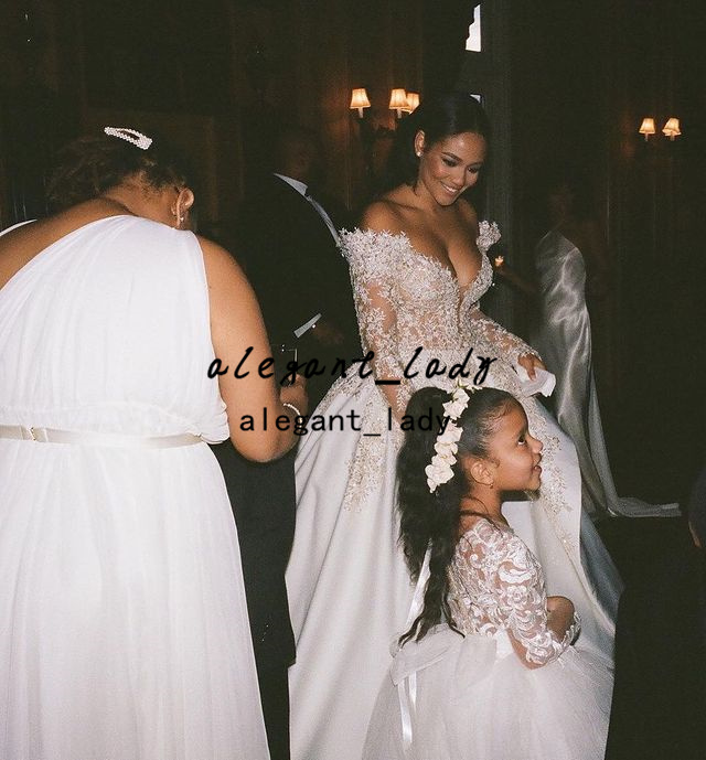 Princess Puffy Skirt Wedding Dresses 2022 Sparkly Lace Beaded Long Sleeve Aso Ebi Arabic Church Garden Wedding Gown vestido