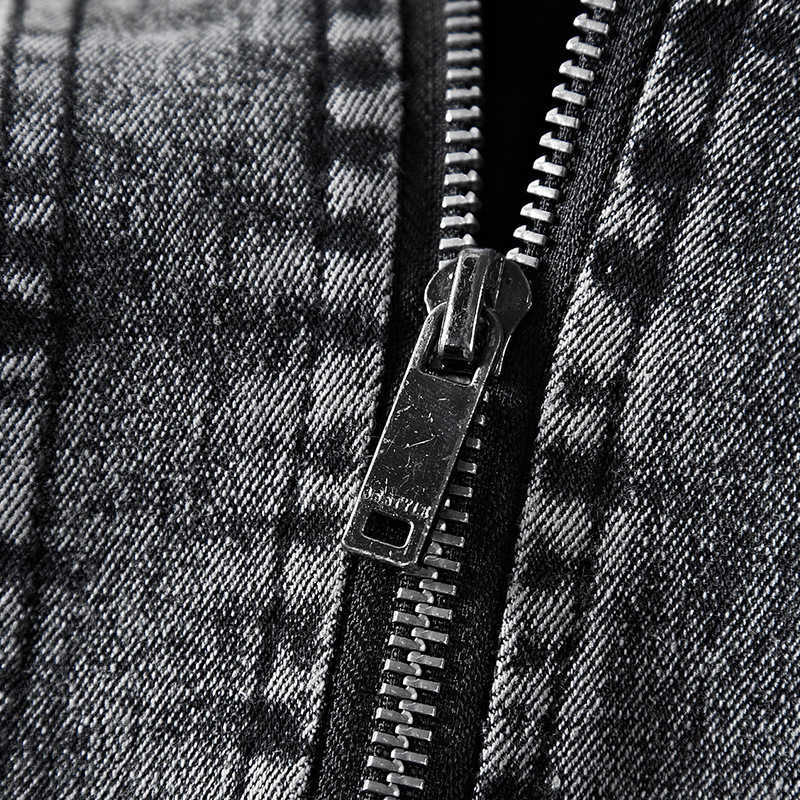 Vintage Mens Denim Jacket Solid Casual Mens Jeans Coat Fashion Stand Clothes for Men Black Blue Bomber Jacket Men Stand 210818