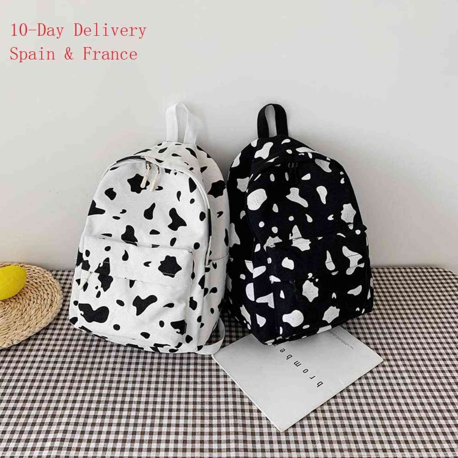 Cow Pattern Backpack For School Teenagers Girls Vintage Casual School Bag Mochila Feminina Laptop Bagpacks Bookbag Travel Bag Y1105