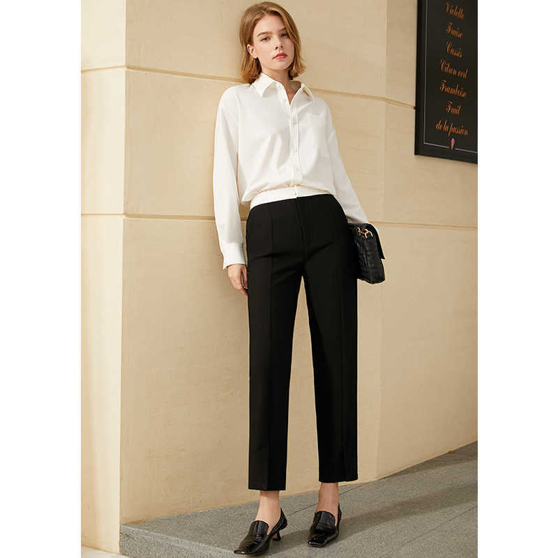 Minimalism Winter Women's Pants Fashion OLstyle High Waist Solid Straight Suit Causal Female Trousers 12040776 210527