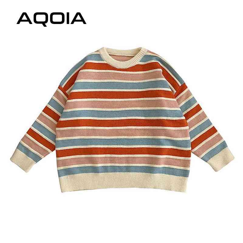 Winter Korean Style Women Stripe Sweater Autumn Loose Long Sleeve Pullover Tops Ladies Knitted Patchwork Sweaters 210521