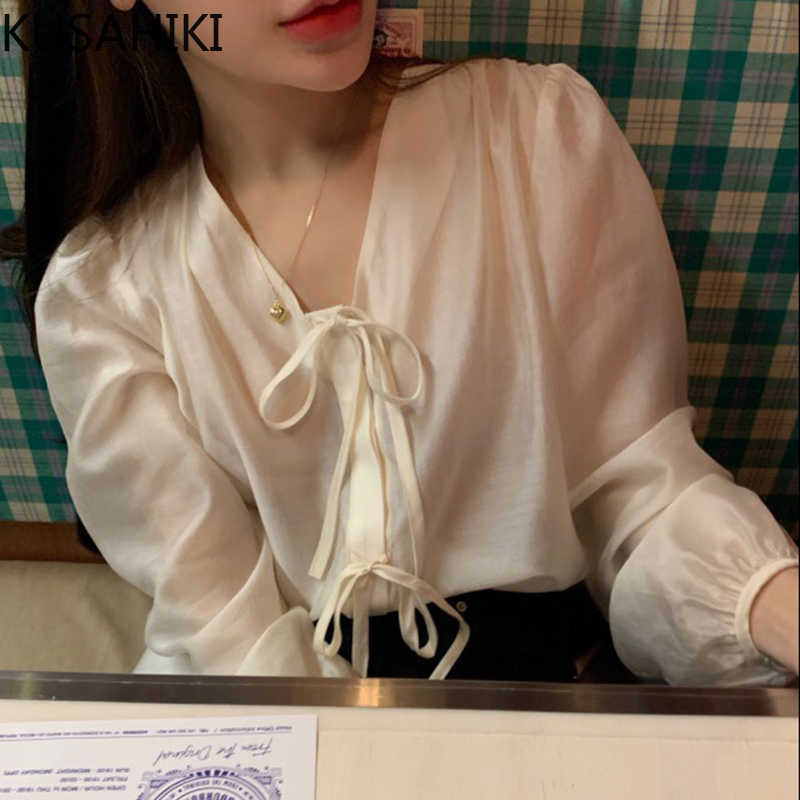 KUSAHIKI Womens Tops Korean Bow Tie Causal Pullover Blouse Elegant Puff Sleeve V-neck Elegant Perspective Blusas Femme 6F812 210602, Green
KUSAHIKI Womens Tops Korean Bow Tie Causal Pullover Blouse Elegant Puff Sleeve V-neck Elegant Perspective Blusas Femme 6F812 210602, Green