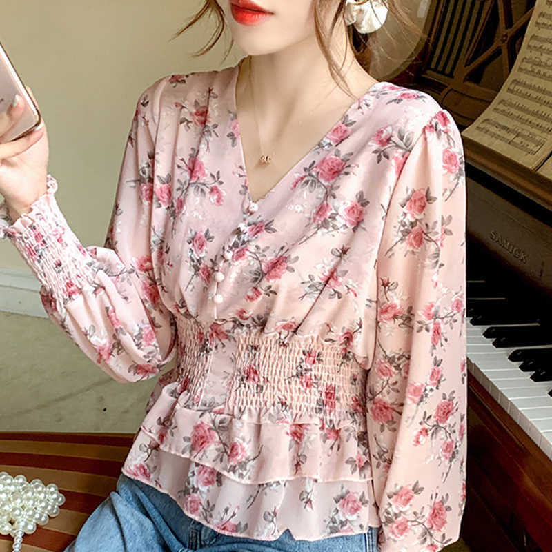 Long Sleeve Blouse Women Blusas Mujer De Moda V-Neck Print Chiffon Blouse Shirt Tops Women Shirts Blusa Women Clothing D817 210602, Pink flowers
Long Sleeve Blouse Women Blusas Mujer De Moda V-Neck Print Chiffon Blouse Shirt Tops Women Shirts Blusa Women Clothing D817 210602, Pink flowers