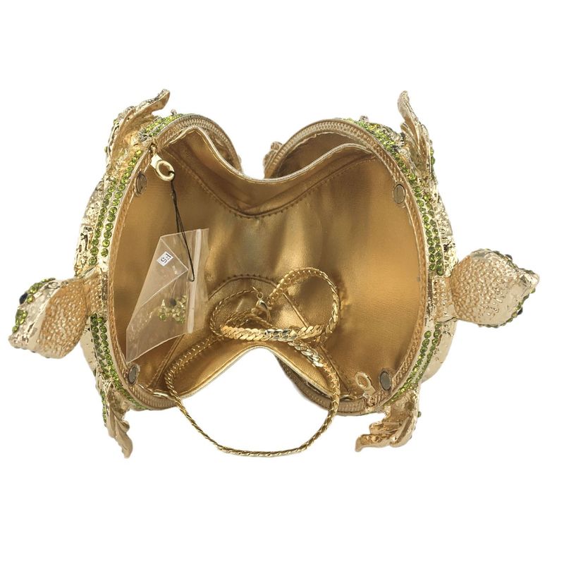 Boutique De FGG Novelty Diamond Turtle Minaudiere Evening Bags for Women Formal Wedding Party Crystal Clutch Purses and Handbags 220211