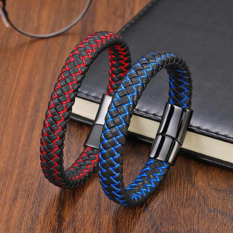 Charm Bracelets TeHao Custom Name Blue/red Leather Simple Jewelry Business Men's Stainless Steel Braided Bracelet Bangle Gift
Charm Bracelets TeHao Custom Name Blue/red Leather Simple Jewelry Business Men's Stainless Steel Braided Bracelet Bangle Gift