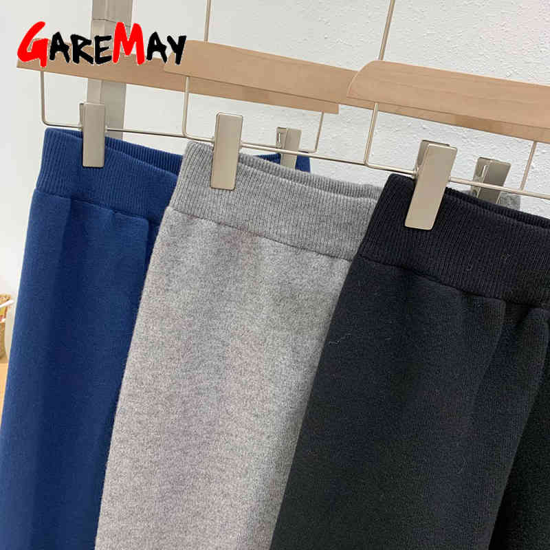 Winter Warmed Pants for Women Korea Ankle-Length Harem Trousers Knitted Oversize Loose Knitting High Waisted 210428