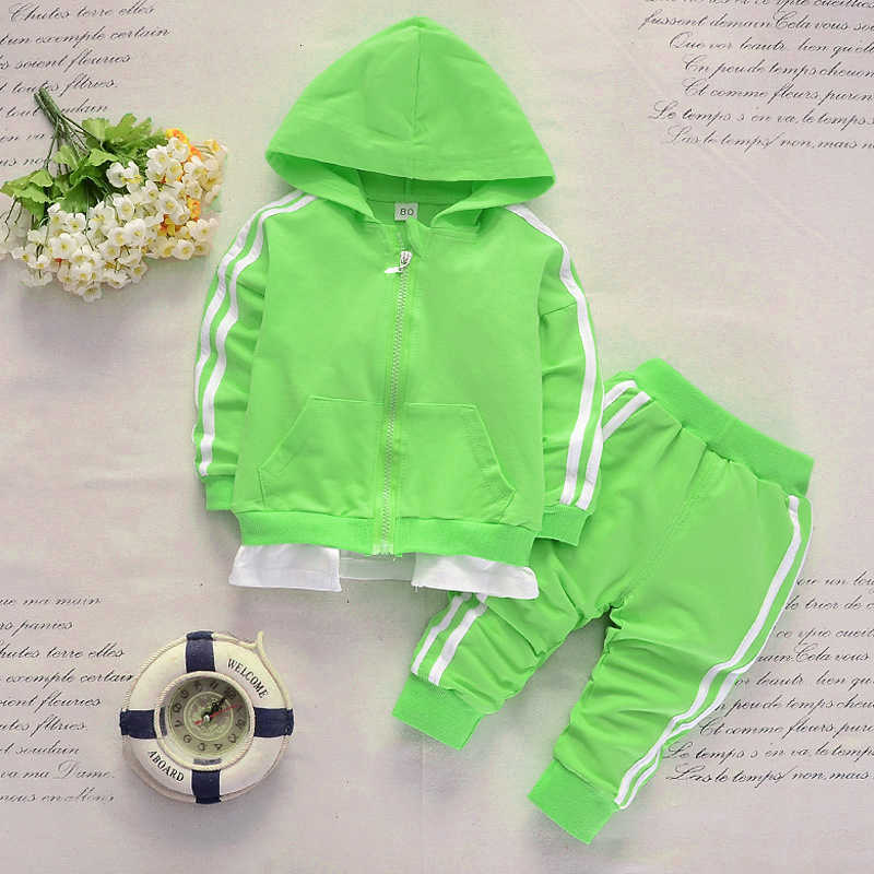 Spring Baby Casual Tracksuit Children Boy Girl Cotton Zipper Jacket Pants 2Pcs/Sets Kids Leisure Sport Suit Infant Clothing 210908
