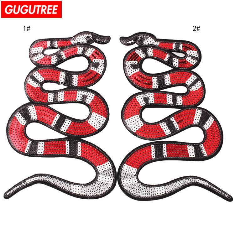 

Other Arts And Crafts GUGUTREE Embroidery Sequins Big Snake Patches Animal Badges Applique For Clothing ZK-21