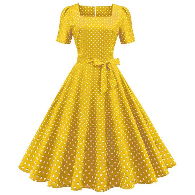 Fashion women dress style retro waist sweet square neck polka dot thin big swing summer plus size clothing for 210520, Pink
Fashion women dress style retro waist sweet square neck polka dot thin big swing summer plus size clothing for 210520, Pink