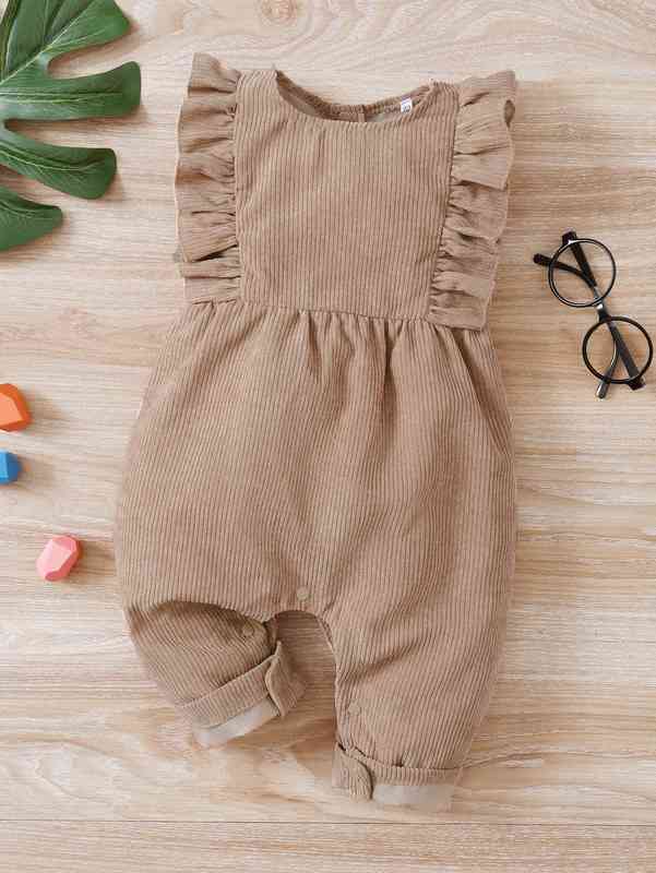 Baby Ruffle Trim Corduroy Jumpsuit SHE
