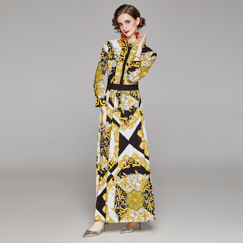 Luxury Baroque Printed Shirt Maxi Dress Runway Women Designer Prom A-Line Pleated Dresses Slim Long Sleeve Business Party Office Spring Fall, Black;gray
Luxury Baroque Printed Shirt Maxi Dress Runway Women Designer Prom A-Line Pleated Dresses Slim Long Sleeve Business Party Office Spring Fall, Black;gray