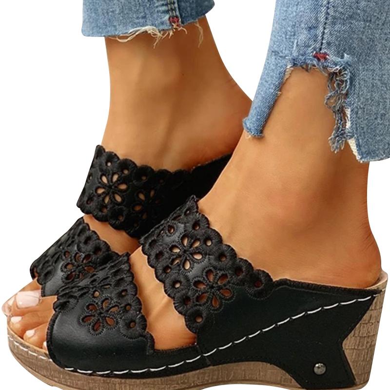 Slippers 2021 Summer Ladies Hollow Flower Thick-Soled Wedges Casual Fashion Sandals Sandalias De Las Mujeres Chaussure Femme, Black
Slippers 2021 Summer Ladies Hollow Flower Thick-Soled Wedges Casual Fashion Sandals Sandalias De Las Mujeres Chaussure Femme, Black