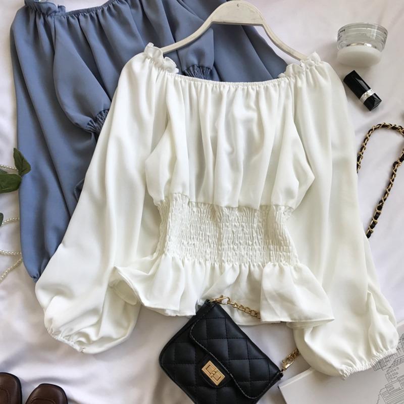 Women's Blouses & Shirts 2021 Summer Fashion Women Long Sleeve Slash Neck Elastic Waist Ruffles Elegant Blouse Casual Tops Sexy Off Shoulder, White
Women's Blouses & Shirts 2021 Summer Fashion Women Long Sleeve Slash Neck Elastic Waist Ruffles Elegant Blouse Casual Tops Sexy Off Shoulder, White