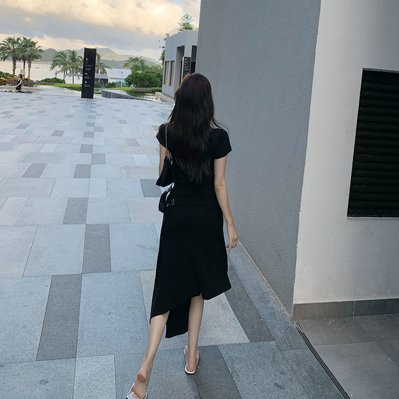 Elegant Vintage Dress French Solid O-Neck Shirring Slim Midi Dress Office Lady Korea Style Casual Thin Women Dresses Summer 210521