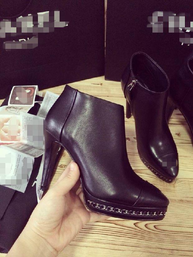 Ladies Boots Leather Zipper Pointed Toe Black High Heel Women Shoes