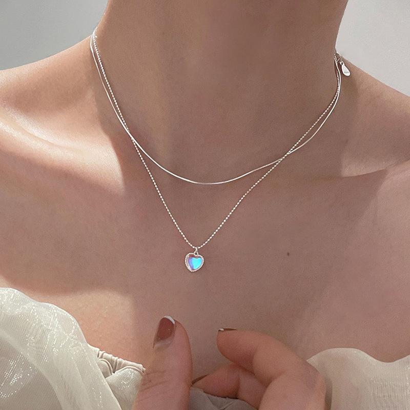 Pendant Necklaces LOVOACC Double Layers Sparkly Opal Love Heart Necklace For Women Girl Silver Color Beaded Accessories Gifts
Pendant Necklaces LOVOACC Double Layers Sparkly Opal Love Heart Necklace For Women Girl Silver Color Beaded Accessories Gifts