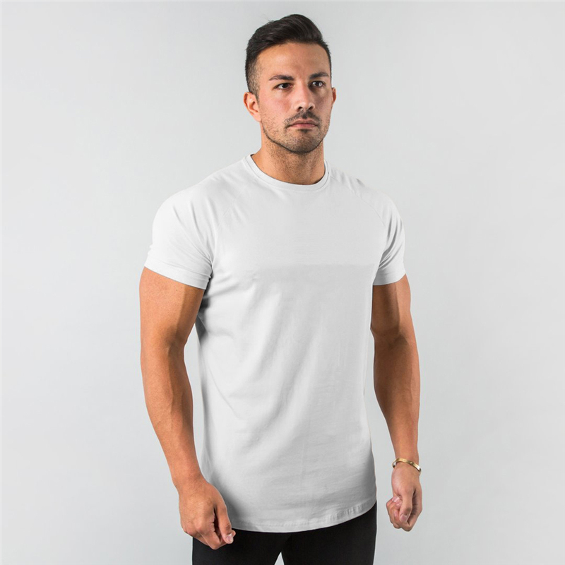 New Stylish Plain Tops Fitness Mens T Shirt Short Sleeve Muscle Joggers Bodybuilding Tshirt Male Gym Clothes Slim Fit Tee Shirt 210319