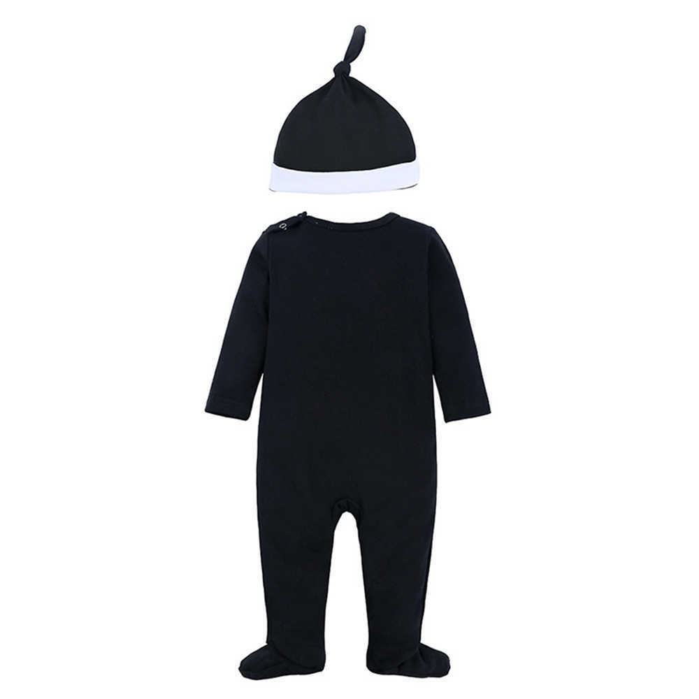 Mudkingdom Kids Rompers Long Sleeve Children Clothing and Hat 2Pcs Set Funny Skeleton Halloween Clothes Baby Boys-Girls Crawl Ju 210615