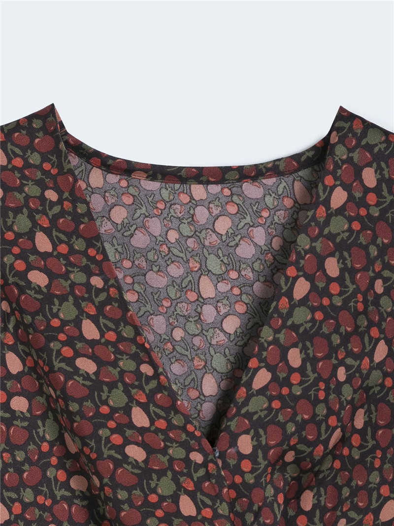 Vintage Women Elegant Geometry Print Dresses Fashion Ladies V-Neck Draped Dress Streetwear Female Chic Vestidos 210527