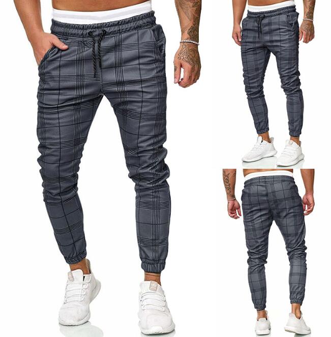 Plaid Pants Men Fashion Hip Hop Joggers Streetwear Sweatpants For Harem Casual Stripe Trousers Checked Men's