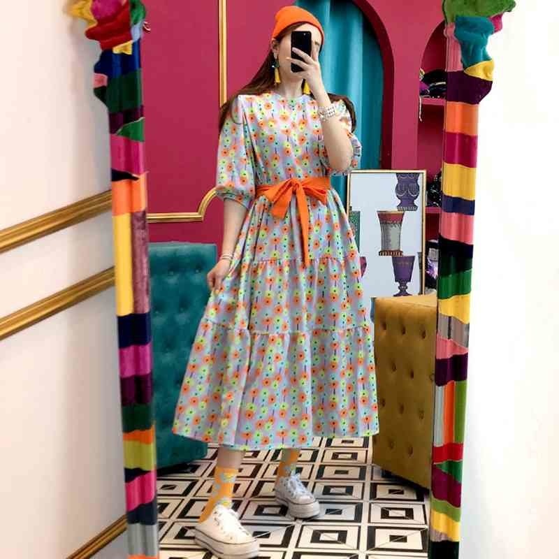Korean Fashion Sweet Girl Cute Hit color Floral Printted Long Dress Puff sleeve Sashes lace-up High Waist Loose Cake 210525, Pink
Korean Fashion Sweet Girl Cute Hit color Floral Printted Long Dress Puff sleeve Sashes lace-up High Waist Loose Cake 210525, Pink