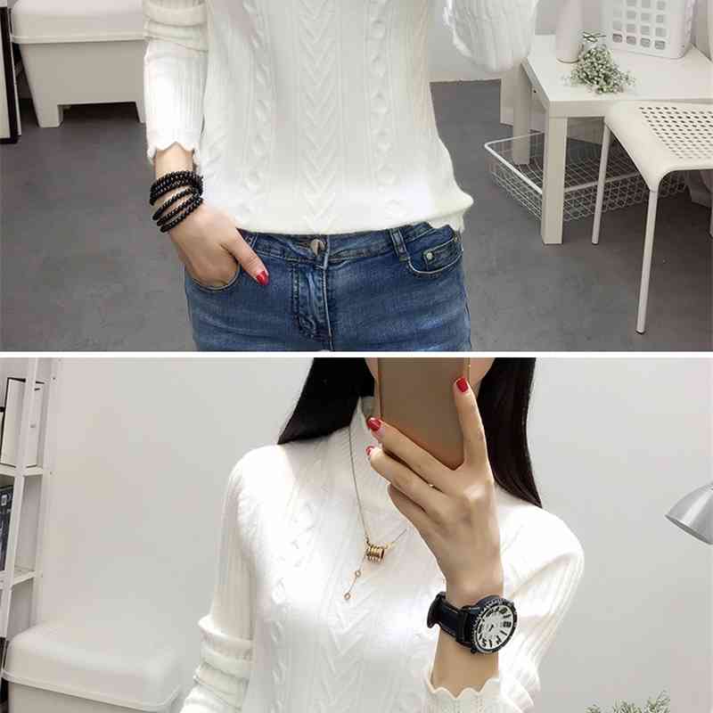 collar collar, bottom shirt, short style, slim body, heavy sleeves, long and all kinds of knitted sweaters. 210914