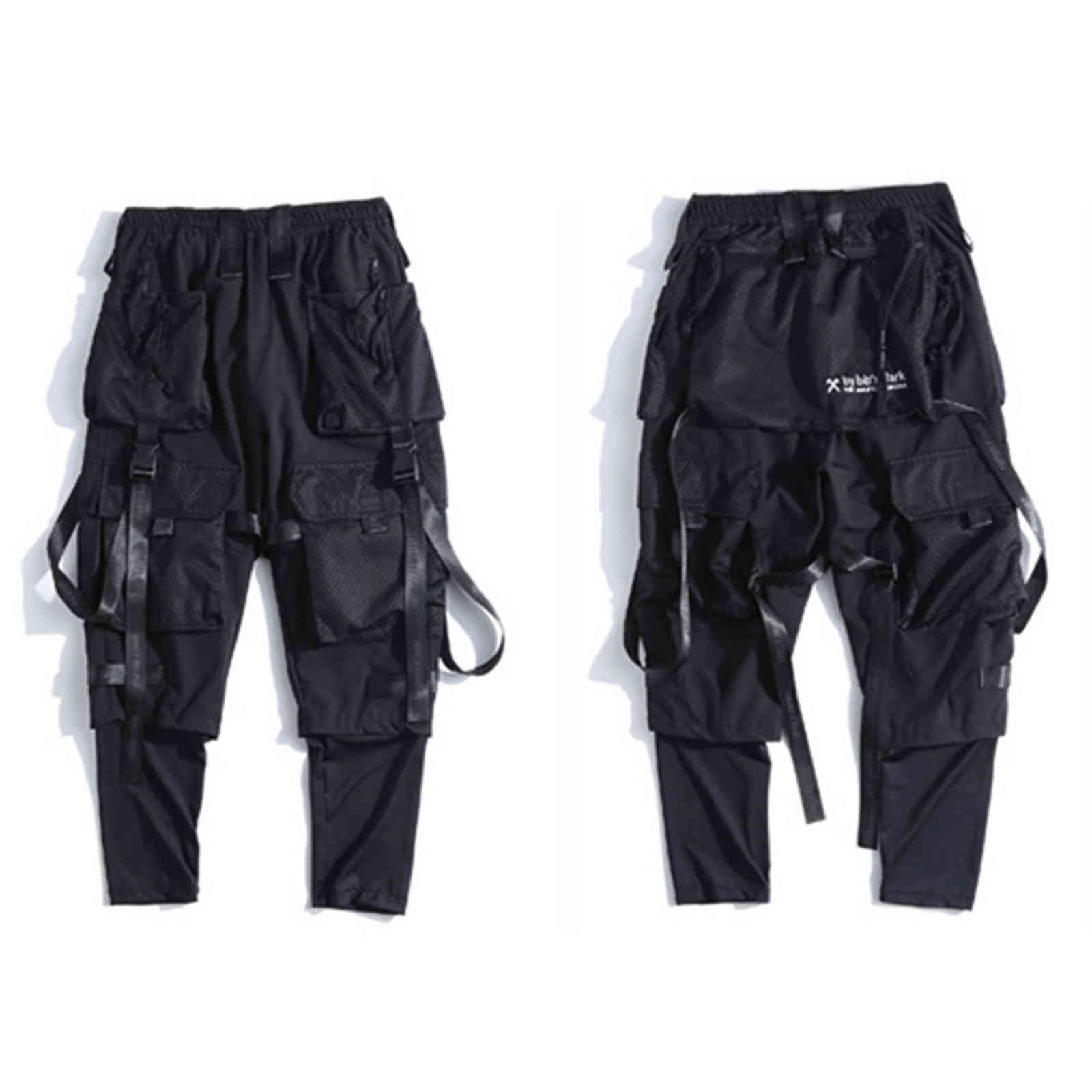 11 BYBB'S DARK Ribbons Multi Pockets Cargo Pants Men Harajuku Casual Track Trouser Hip Hop Streetwear Techwear Pants Joggers Men 211112