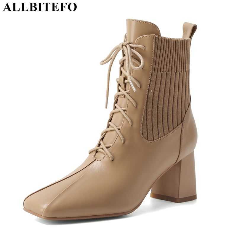 ALLBITEFO high quality genuine leather brand high heels ankle boots for women thick heels women boots autumn woemn heels 210611, As picture
ALLBITEFO high quality genuine leather brand high heels ankle boots for women thick heels women boots autumn woemn heels 210611, As picture