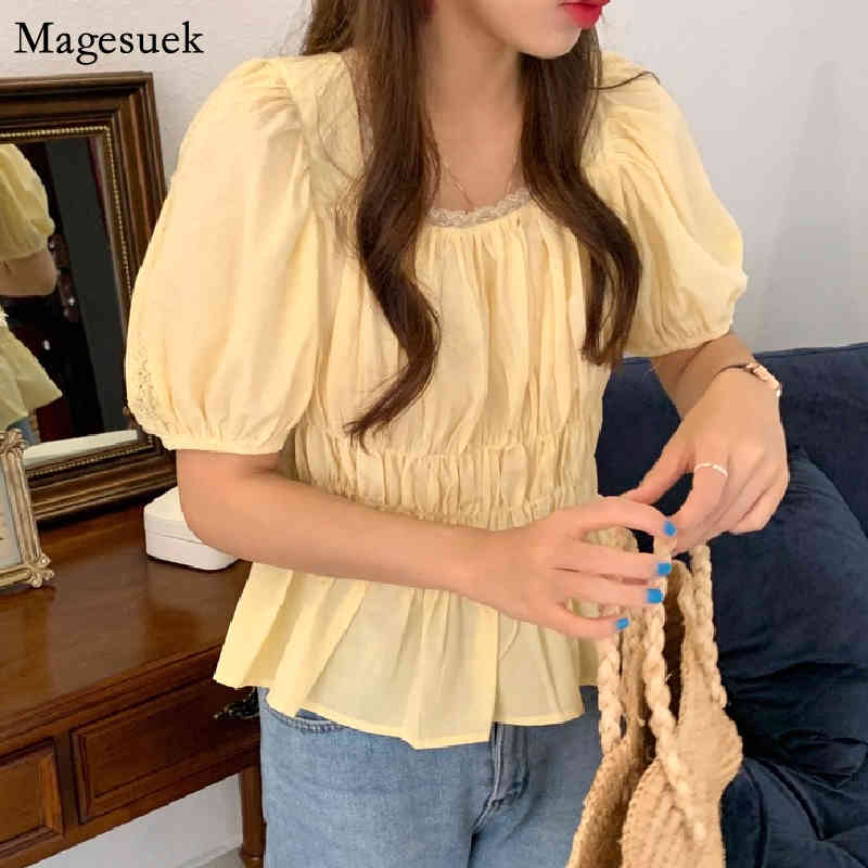 Korean Sweet Summer Square Collar Lace Up Women Shirts Puff Short Sleeve Chic Elegant Woman Blouses Office Lady White Tops 14546 210518, Yellow
Korean Sweet Summer Square Collar Lace Up Women Shirts Puff Short Sleeve Chic Elegant Woman Blouses Office Lady White Tops 14546 210518, Yellow