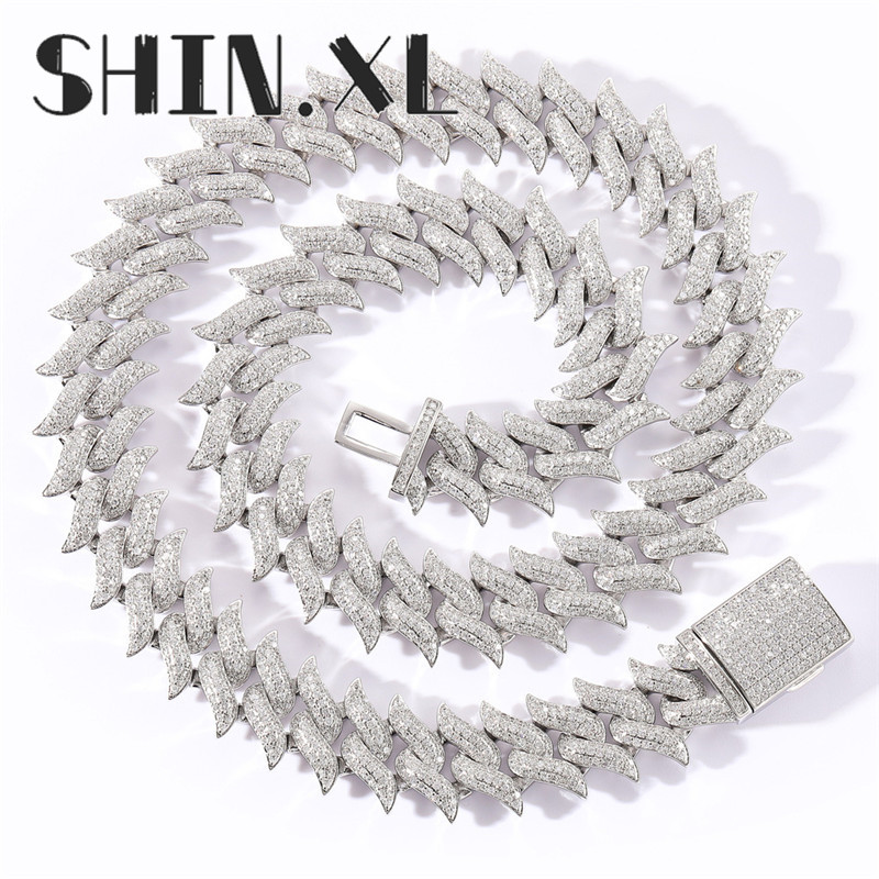 18mm Miami Lock Thorn Cuba Link Chain Iced Out Zircon Gold Silver Plated Mens Fashion Cuban Necklace
18mm Miami Lock Thorn Cuba Link Chain Iced Out Zircon Gold Silver Plated Mens Fashion Cuban Necklace