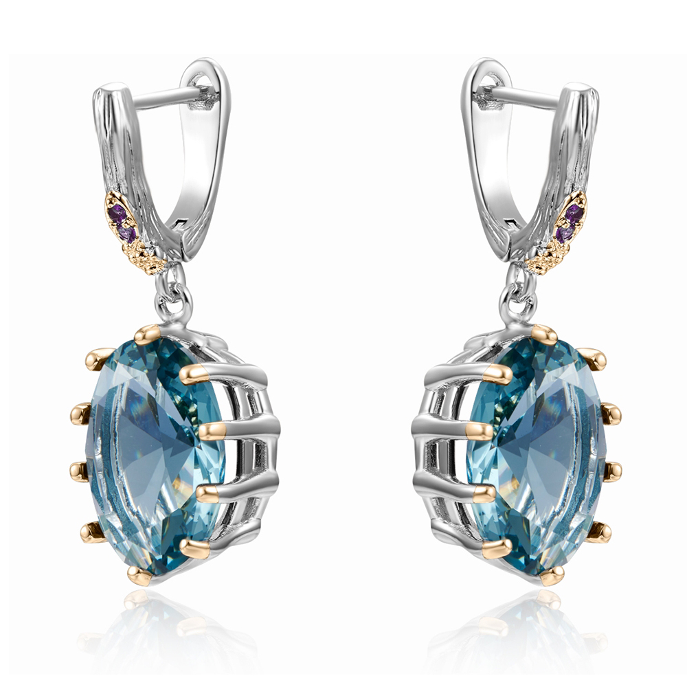 Vintage Christmas Gift For Wife Long Dangle Earrings Women's Jewellery With Big Oval Navy Blue Zirconia Beautiful Jewelry
Vintage Christmas Gift For Wife Long Dangle Earrings Women's Jewellery With Big Oval Navy Blue Zirconia Beautiful Jewelry