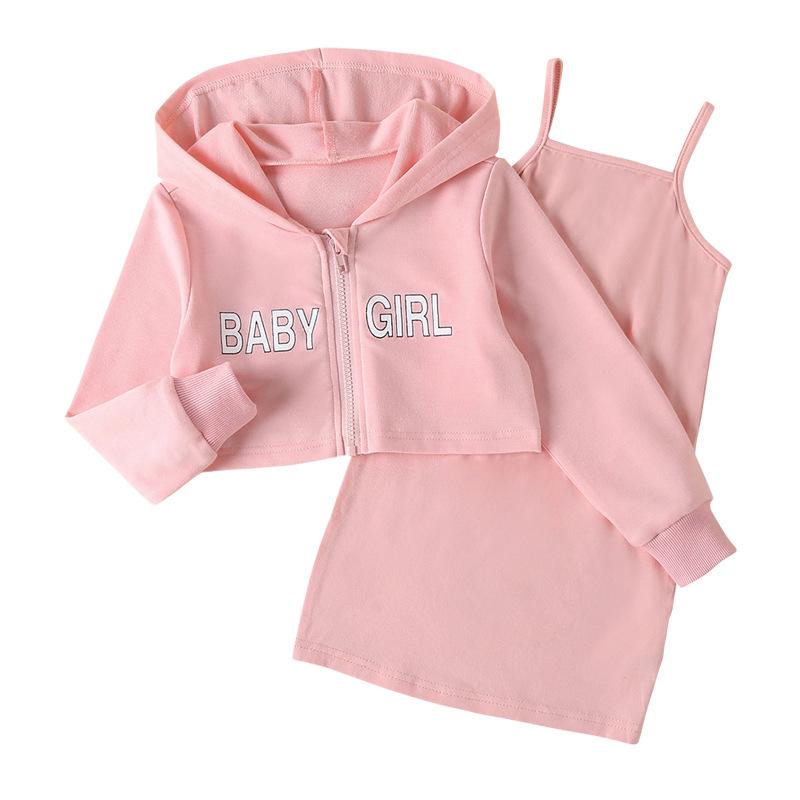 Clothing Sets Kid Girl Fall 2 Pieces Outfits Sets, Letter Printed Long Sleeve Zipper Hoodies Coat + Solid Color Spaghetti Straps Dress, White
Clothing Sets Kid Girl Fall 2 Pieces Outfits Sets, Letter Printed Long Sleeve Zipper Hoodies Coat + Solid Color Spaghetti Straps Dress, White