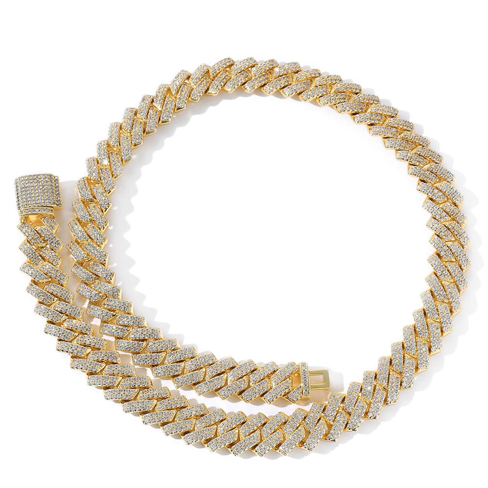 Iced Out Chains For Men Miami Cuban Link Necklace Diamond Micro Paved CZ Gold Silver Chain Fashion Hip Hop Jewelry