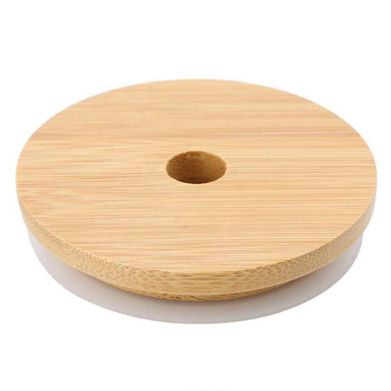 Bamboo Cap Lids 70mm 88mm Reusable Bamboo Mason Jar Lids with Straw Hole and Silicone Seal2189511